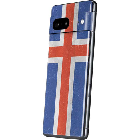 Iceland Flag Distressed Pixel Skins